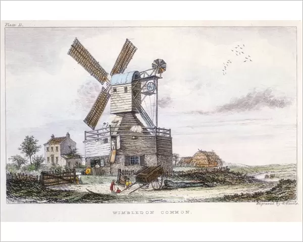 Post mill, Wimbledon Common, near London, c1840. Artist: Castle