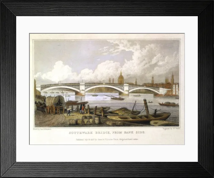 Framed Print : Southwark Bridge from Bank Side, London, 1817. Artist: Thomas Hosmer Shepherd Framed Print : Southwark Bridge from Bank Side, London, 1817. Artist: Thomas Hosmer Shepherd