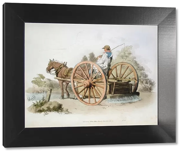 Watering cart for keeping down dust on roads, 1808. Artist: William Henry Pyne