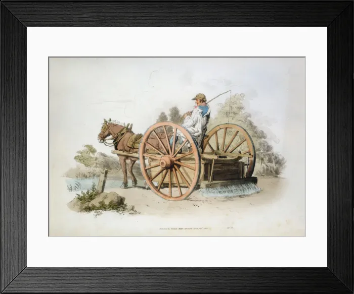 Framed Print : Watering cart for keeping down dust on roads, 1808. Artist: William Henry Pyne Framed Print : Watering cart for keeping down dust on roads, 1808. Artist: William Henry Pyne