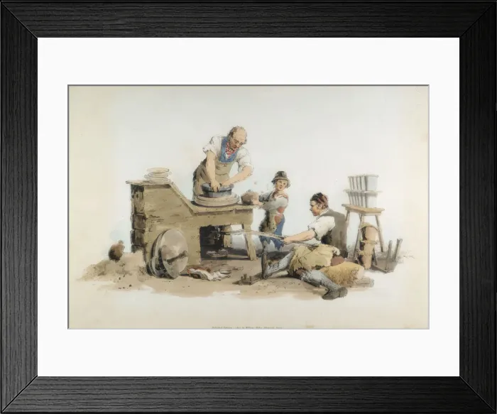 Framed Print : Making flower pots, 1808. Artist: William Henry Pyne Framed Print : Making flower pots, 1808. Artist: William Henry Pyne
