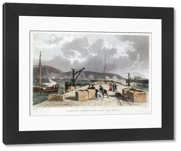 Plymouth Breakwater from the West, 1829. Artist: Thomas Allom