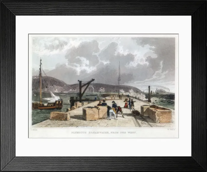 Framed Print : Plymouth Breakwater from the West, 1829. Artist: Thomas Allom Framed Print : Plymouth Breakwater from the West, 1829. Artist: Thomas Allom