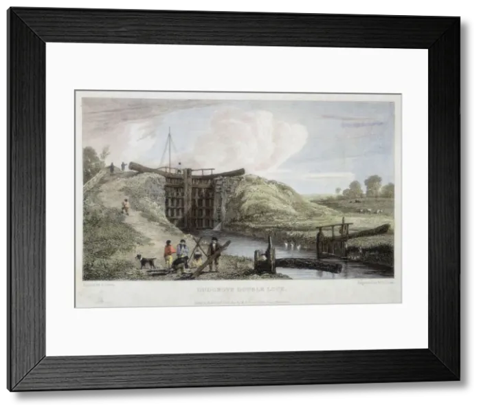 Framed Print : Dudgrove double lock above Lechlade, Thames and Severn Canal, 1814. Artist: William Bernard Cooke Framed Print : Dudgrove double lock above Lechlade, Thames and Severn Canal, 1814. Artist: William Bernard Cooke