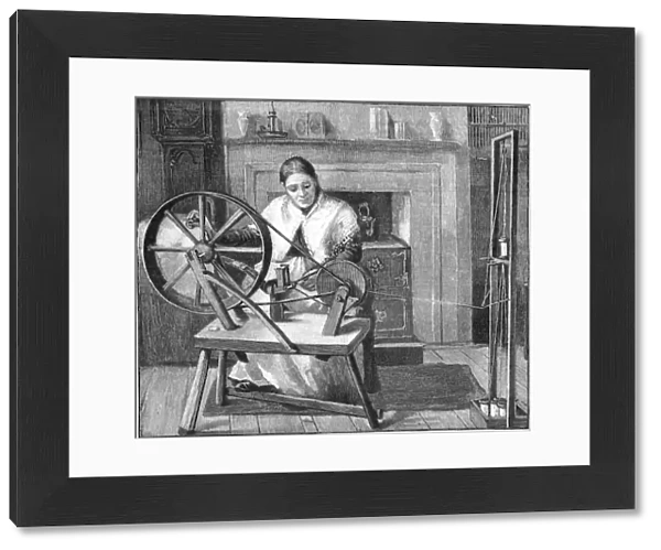 Spitalfields silk worker winding silk in her cottage, London, England, 1893