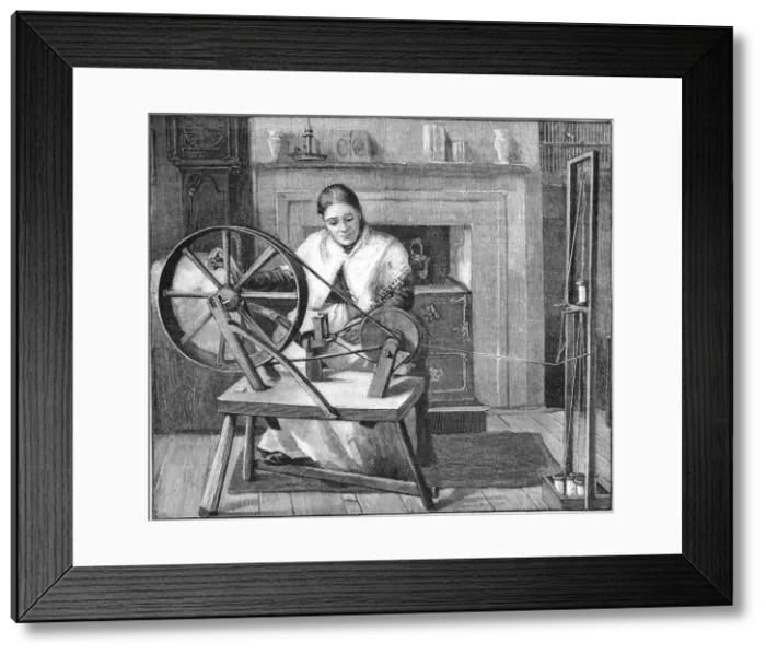 Framed Print : Spitalfields silk worker winding silk in her cottage, London, England, 1893 Framed Print : Spitalfields silk worker winding silk in her cottage, London, England, 1893