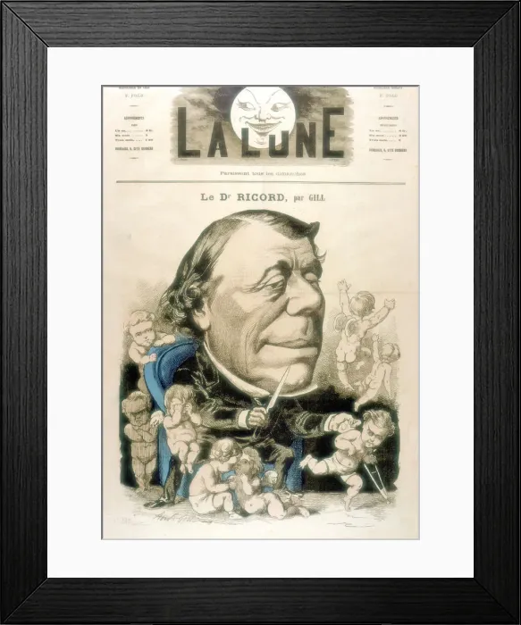 Framed Print : Philippe Ricord, French surgeon and venereologist, 1867. Artist: Andre Gill Framed Print : Philippe Ricord, French surgeon and venereologist, 1867. Artist: Andre Gill