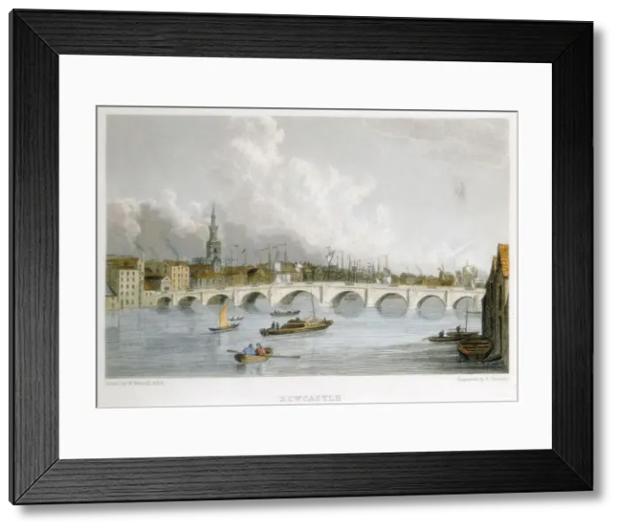 Framed Print : Stone arched bridge across the Tyne at Newcastle-upon-Tyne, England, c1830. Artist: R Francis Framed Print : Stone arched bridge across the Tyne at Newcastle-upon-Tyne, England, c1830. Artist: R Francis