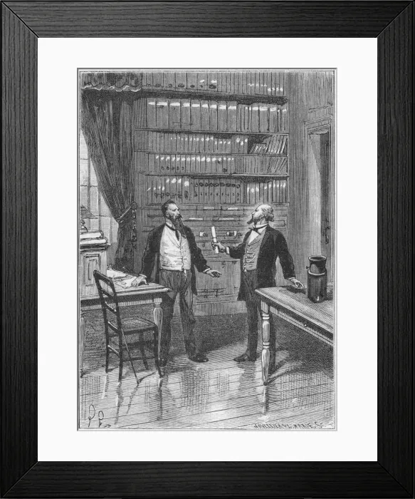 Framed Print : Elisha Gray, American inventor, presenting the caveat for his telephone, 1876, (c1890) Framed Print : Elisha Gray, American inventor, presenting the caveat for his telephone, 1876, (c1890)