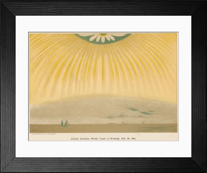 Framed Print : Aurora Borealis or Northern Lights observed from northern Norway, 10 October 1868, (1906) Framed Print : Aurora Borealis or Northern Lights observed from northern Norway, 10 October 1868, (1906)