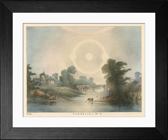 Framed Print : Parhelia (mock suns) combined with a halo and rainbow, 1721 (1845) Framed Print : Parhelia (mock suns) combined with a halo and rainbow, 1721 (1845)