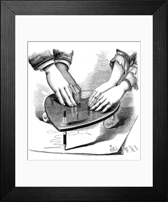 Framed Print : Planchette or ouija board, 1885 Framed Print : Planchette or ouija board, 1885
