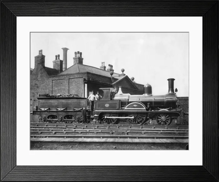 Framed Print : North Staffordshire Railway steam Locomotive No 14 and its tender c1875 Framed Print : North Staffordshire Railway steam Locomotive No 14 and its tender c1875