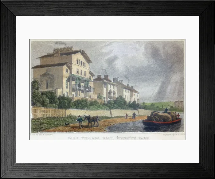 Framed Print : Horse hauling a barge on the Regents Canal at Park Village East, London, 1829. Artist: W Radcliff Framed Print : Horse hauling a barge on the Regents Canal at Park Village East, London, 1829. Artist: W Radcliff