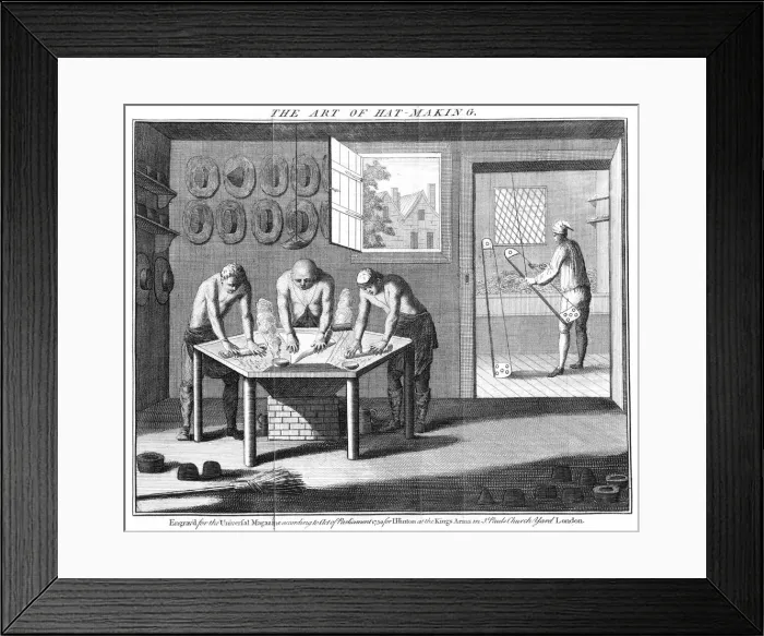 Framed Print : Making beaver hats, 1750 Framed Print : Making beaver hats, 1750