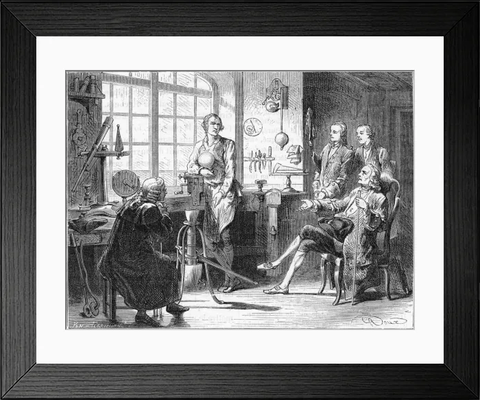 Framed Print : Joseph Black visiting James Watt in his Glasgow workshop, c1760 (c1879) Framed Print : Joseph Black visiting James Watt in his Glasgow workshop, c1760 (c1879)