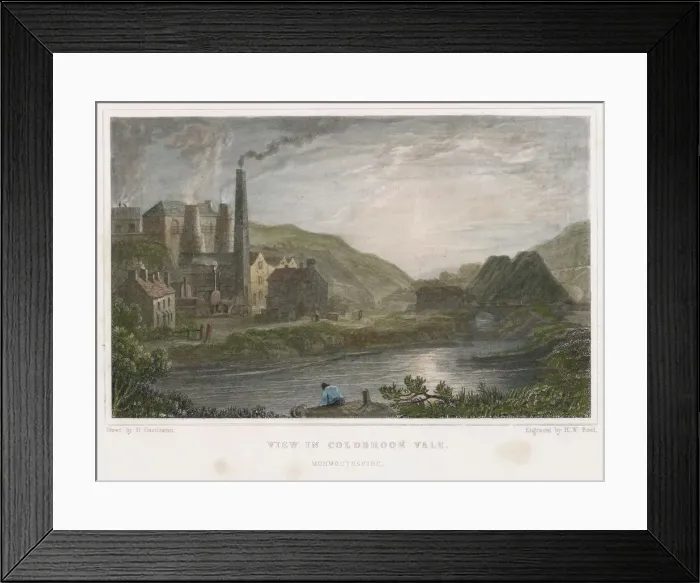 Framed Print : Blast furnaces for production of iron at Coalbrookdale, Shropshire, c1830. Artist: HW Bond Framed Print : Blast furnaces for production of iron at Coalbrookdale, Shropshire, c1830. Artist: HW Bond