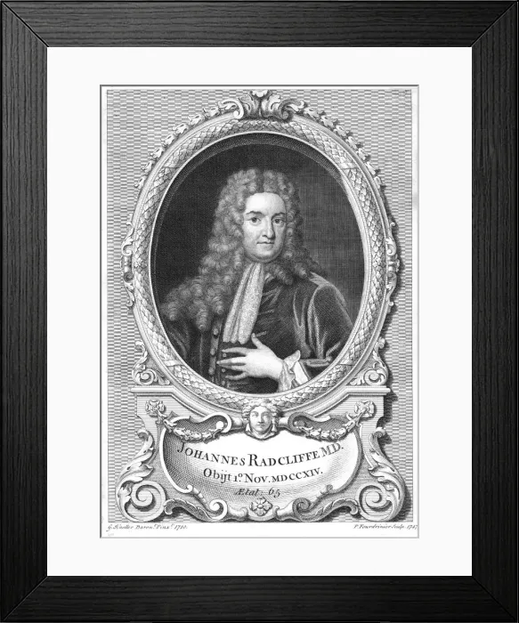 Framed Print : John Radcliffe, English physician, 1747. Artist: Pierre Fourdrinier Framed Print : John Radcliffe, English physician, 1747. Artist: Pierre Fourdrinier