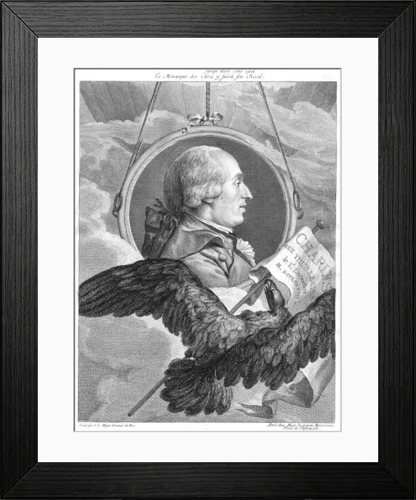 Framed Print : Jacques Alexandre Cesar Charles, French physicist, c1783. Artist: Simon Charles Miger Framed Print : Jacques Alexandre Cesar Charles, French physicist, c1783. Artist: Simon Charles Miger
