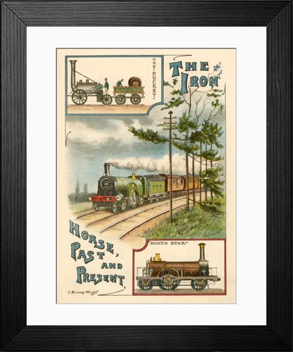 Framed Print : The Iron Horse Past and Present, c1900 Framed Print : The Iron Horse Past and Present, c1900