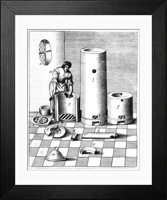 Framed Print : Athanor or Slow Harry, a self-feeding furnace maintaining a constant temperature, 1683 Framed Print : Athanor or Slow Harry, a self-feeding furnace maintaining a constant temperature, 1683