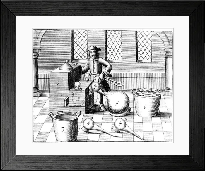 Framed Print : Distillation of Nitric Acid, 1683 Framed Print : Distillation of Nitric Acid, 1683