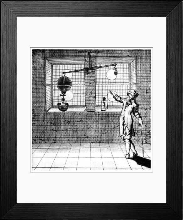 Framed Print : Experiment designed to show that air has weight, 1672 Framed Print : Experiment designed to show that air has weight, 1672