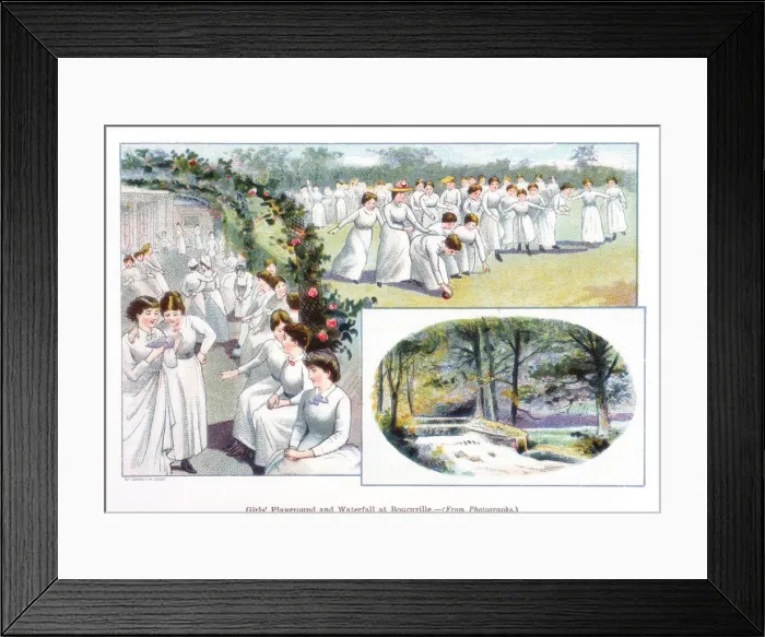 Framed Print : Girls Playground and Waterfall at Bournville, 1892 Framed Print : Girls Playground and Waterfall at Bournville, 1892