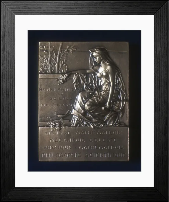 Framed Print : Plaquette commemorating the death of Henri Poincare, French mathematician, 1912 Framed Print : Plaquette commemorating the death of Henri Poincare, French mathematician, 1912