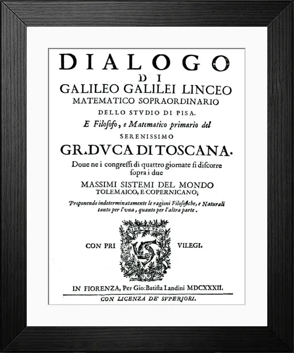 Framed Print : Title page of Dialogo, by Galileo, 1632 Framed Print : Title page of Dialogo, by Galileo, 1632