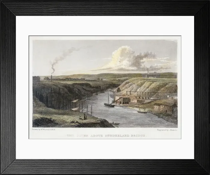 Framed Print : The Wear above Sunderland Iron Bridge, c1829. Artist: R Francis Framed Print : The Wear above Sunderland Iron Bridge, c1829. Artist: R Francis