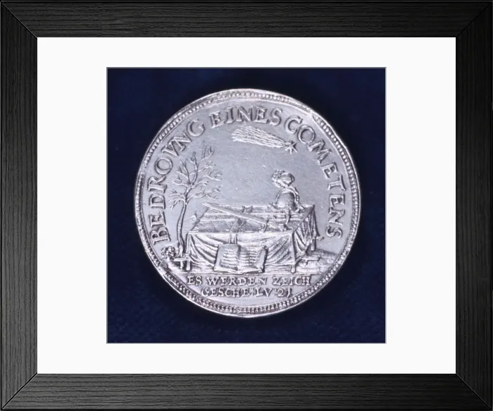 Framed Print : Obverse of a medal commemorating the brilliant comet of November 1618 Framed Print : Obverse of a medal commemorating the brilliant comet of November 1618
