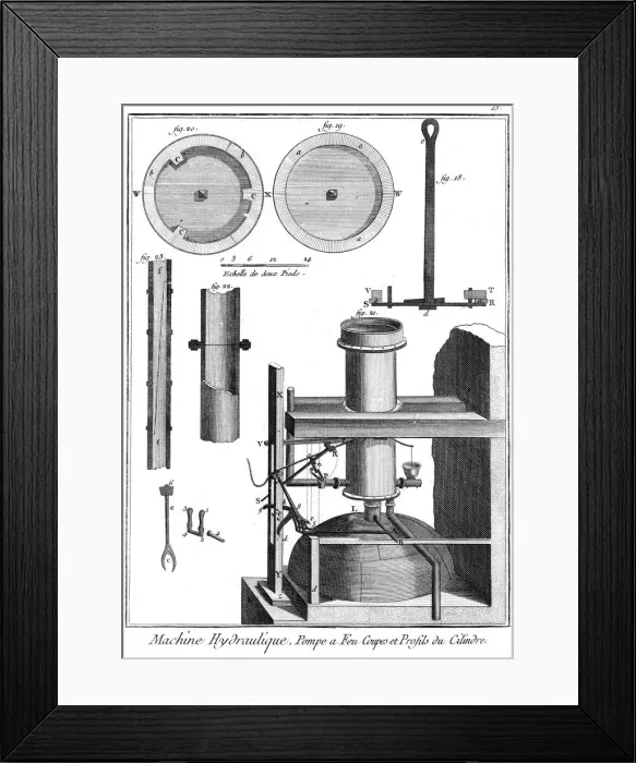 Framed Print : Newcomen-type steam engine attributed to Jean-Rodolphe Perronet, 1767 Framed Print : Newcomen-type steam engine attributed to Jean-Rodolphe Perronet, 1767