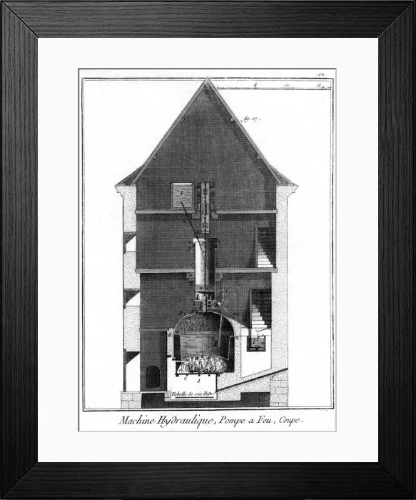Framed Print : Cross section of a Newcomen-type steam engine attributed to Jean-Rodolphe Perronet, 1767 Framed Print : Cross section of a Newcomen-type steam engine attributed to Jean-Rodolphe Perronet, 1767