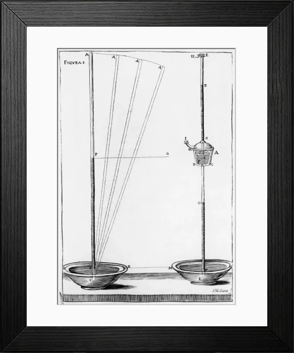 Framed Print : Experimental barometers used by the Accademia dell Cimento, Florence, Italy, 1691 Framed Print : Experimental barometers used by the Accademia dell Cimento, Florence, Italy, 1691