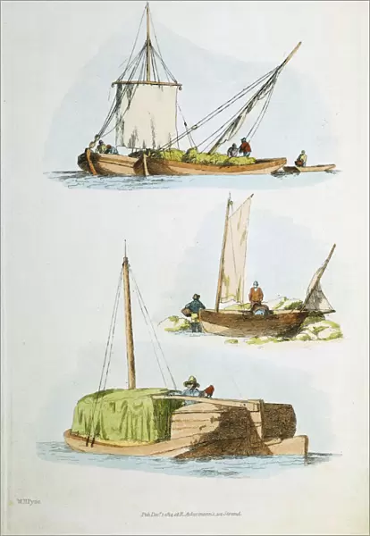 Traditional Norfolk boats, 1814. Artist: William Henry Pyne