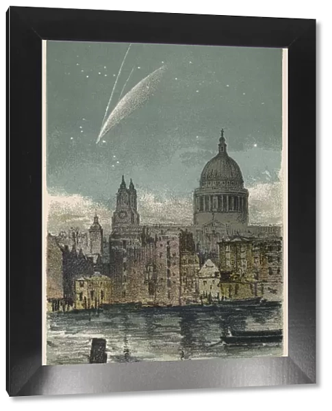 Donatis comet of 1858 viewed over St Pauls Cathedral, London, 1884