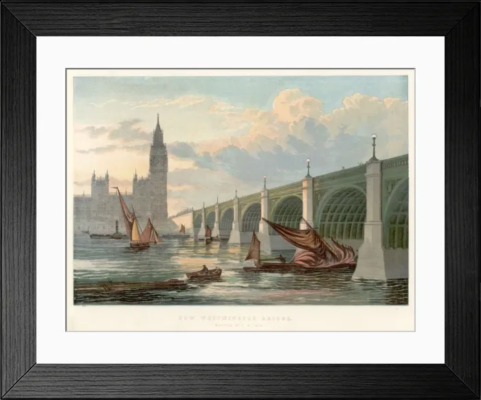 Framed Print : Westminster Bridge, London, looking from the south bank of the Thames, 1858 Framed Print : Westminster Bridge, London, looking from the south bank of the Thames, 1858