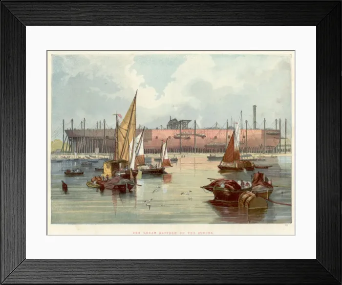 Framed Print : Great Eastern on the stocks at Millwall on the Thames, 1857 Framed Print : Great Eastern on the stocks at Millwall on the Thames, 1857