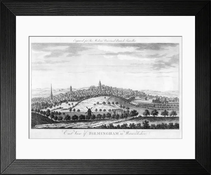 Framed Print : East View of Birmingham in Warwickshire, 1779 Framed Print : East View of Birmingham in Warwickshire, 1779
