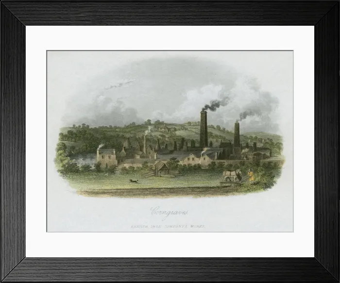 Framed Print : British Iron Companys Works at Corngraves, near Halesowen, West Midlands, c1835 Framed Print : British Iron Companys Works at Corngraves, near Halesowen, West Midlands, c1835