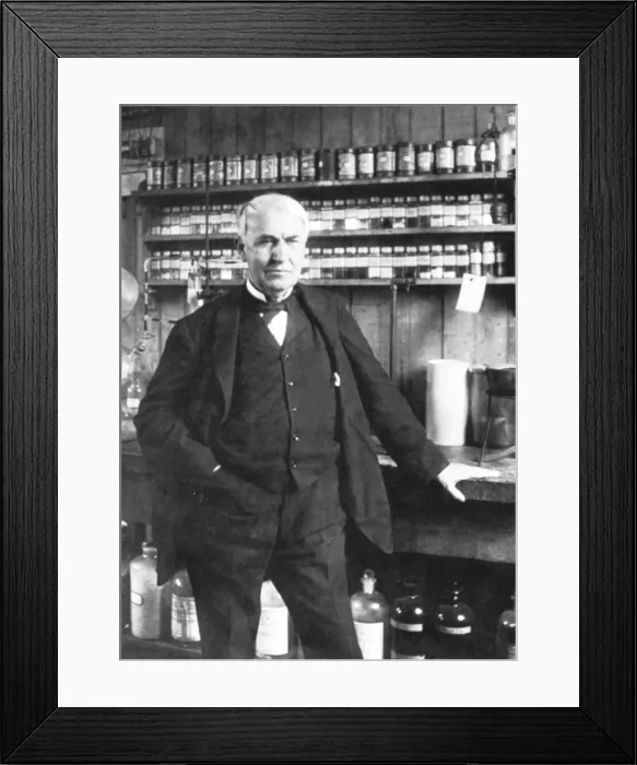 Framed Print : Thomas Alva Edison at Menlo Park, late 1880s Framed Print : Thomas Alva Edison at Menlo Park, late 1880s