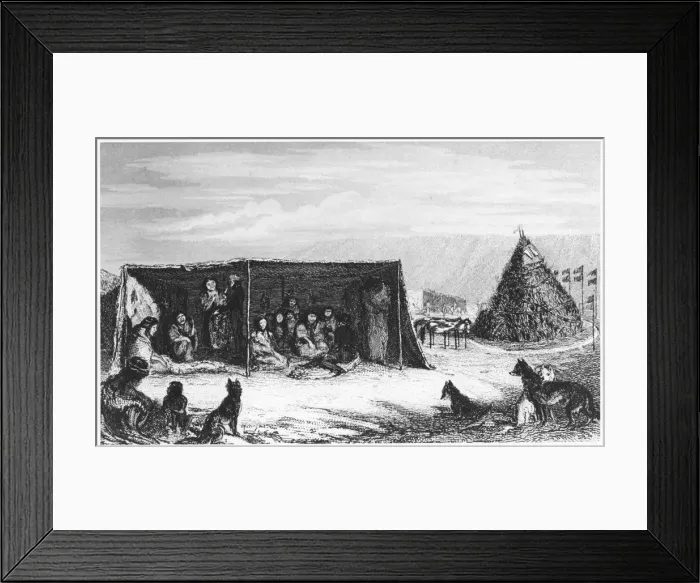 Framed Print : Patagonians in a toldo or skin tent, 1830 (1839) Framed Print : Patagonians in a toldo or skin tent, 1830 (1839)