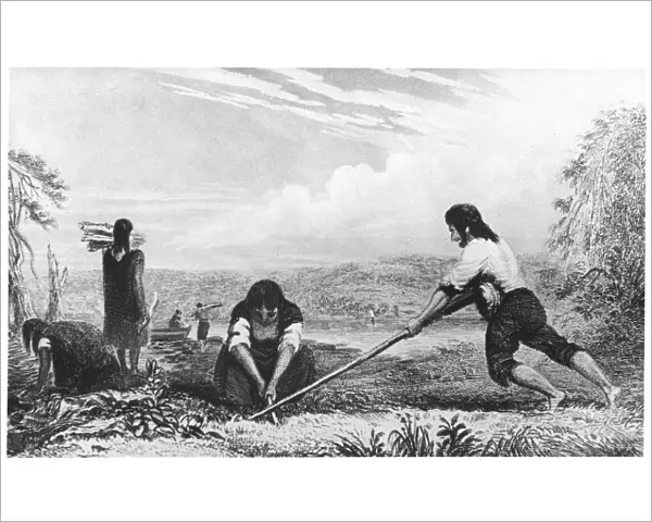 Natives of Chiloe, Patagonia, using a breast plough, 1839