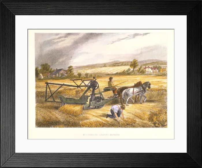 Framed Print : Cyrus McCormicks reaping machine of 1831 (patented 1834), c1851 Framed Print : Cyrus McCormicks reaping machine of 1831 (patented 1834), c1851