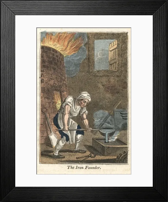 Framed Print : The Iron Founder, Rotherham, Yorkshire, 1821 Framed Print : The Iron Founder, Rotherham, Yorkshire, 1821