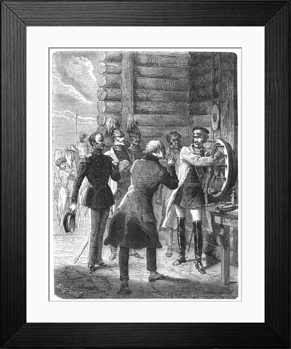 Framed Print : First Chappe telegraph message from St Petersburg, early 19th century, (c1870) Framed Print : First Chappe telegraph message from St Petersburg, early 19th century, (c1870)