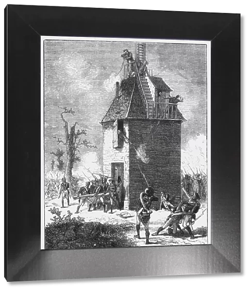 Napoleons troops defending a telegraph tower, c1815, (c1870)