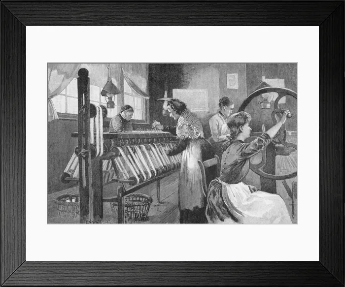 Framed Print : Spitalfields silk weavers, 1893. Artist: Enoch Ward Framed Print : Spitalfields silk weavers, 1893. Artist: Enoch Ward