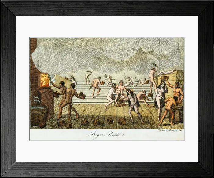 Framed Print : Finnish or Russian bath, 19th century Framed Print : Finnish or Russian bath, 19th century